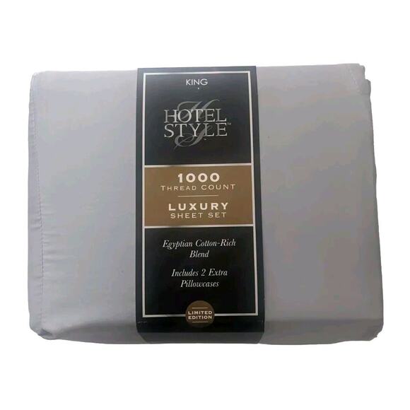 Hotel Style Luxury 6-Piece 1000 TC Thread Count Egyptian Cotton Gray King New - Picture 1 of 4